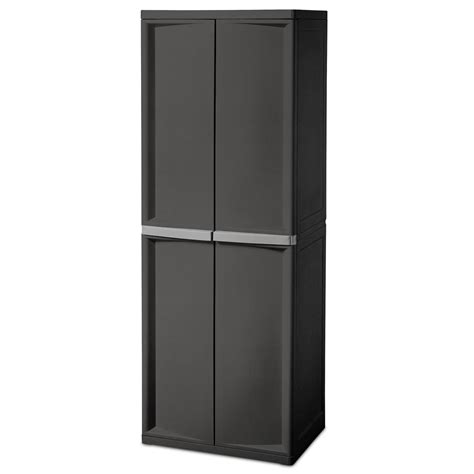 2 Door Plastic Cabinet Heavy Duty 4 Shelf Lockable Utility Storage