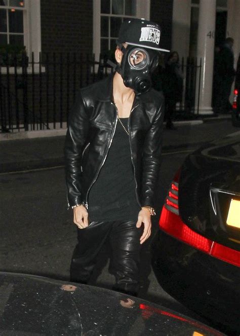 Justin Bieber Wears Gas Mask Out Shopping In London In
