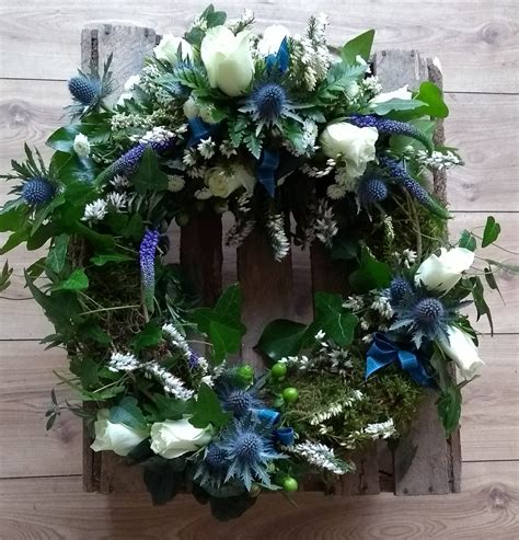 Blue And White Scottish Wreath Bay Tree Flowers