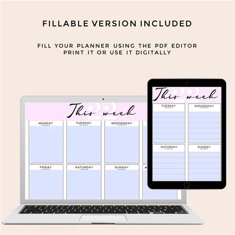 Printable Weekly Planner A4 A5 And Letter Size Landscape Etsy