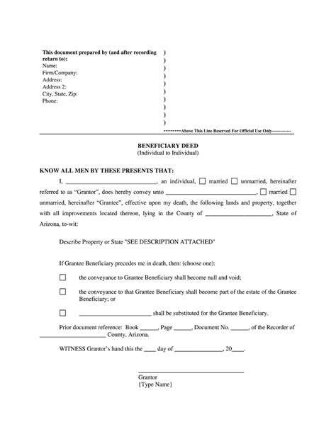 Beneficiary Deed Arizona 2020 2021 Fill And Sign Printable Template