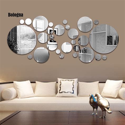 30pcs 3d Mirror Round Removable Self Adhesive Wall Sticker Wallpaper