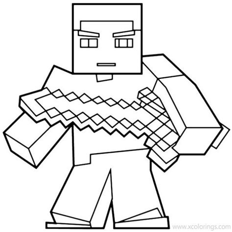 Minecraft Diamond Steve Coloring Page