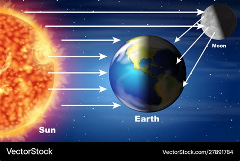 Diagram Showing Sunlight Hitting Earth Royalty Free Vector