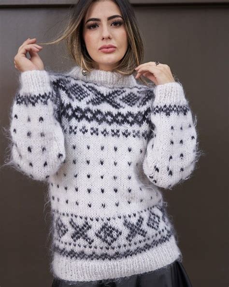 On Instagram White Norwegian Mohair Sweater