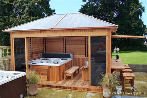 Welcome to our gallery featuring splendid hot tub gazebo designs. Hot Tub / Spa Enclosure | Decor ideas | Pinterest | Hot ...