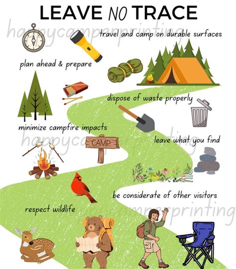 Leave No Trace Printable Guide Leave No Trace Pdf Camping Etsy