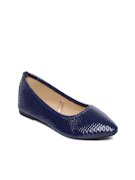 Buy People Women Navy Blue Textured Synthetic Ballerinas Flats For