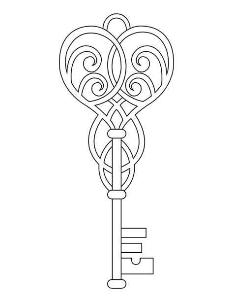 Printable Heart Skeleton Key Coloring Page Coloring Home