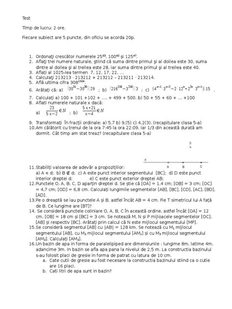Test Matematica Clasa 6 A