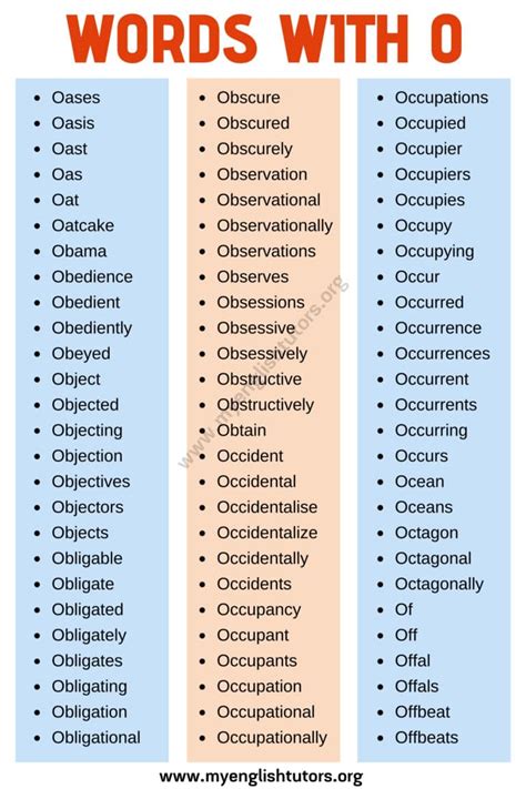 Words That Start With O List Of 240 O Words With Useful Examples My