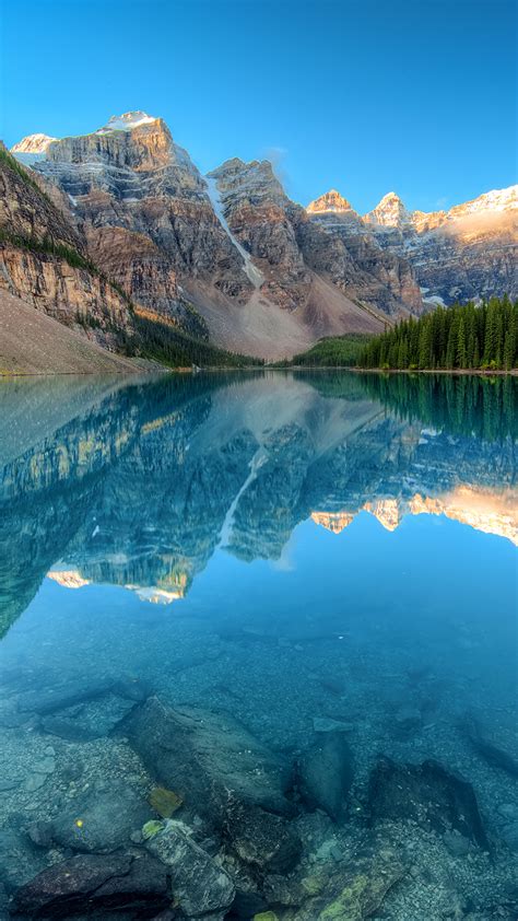 Papeis De Parede 1080x1920 Canadá Parque Montanhas Lago Florestas