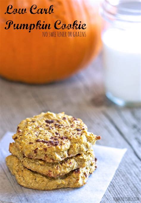 The lower the sugar, the less cookies spread, the drier/more crumbly they are. Gluten Free, No Sugar, Low Carb Pumpkin Cookies
