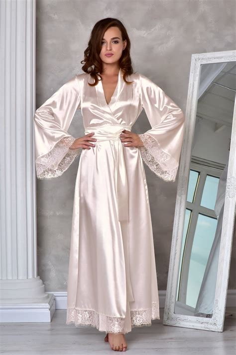 Bride Dressing Gown Satin Dressing Gown Kimono Dressing Gown Lace