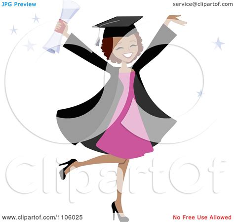 Clipart Happy Black College Graduate Woman Holding Her