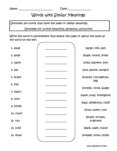 Synonyms Worksheet For Grade 3 Kidsworksheetfun