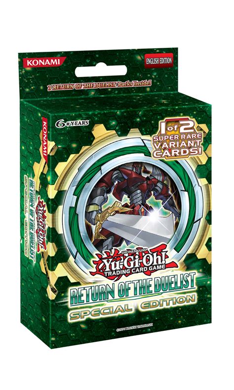Choose from a variety of structure decks and booster packs to make your deck a force to be reckoned with. Yu-Gi-Oh! TRADING CARD GAME RETURN OF THE DUELIST SPECIAL EDITION INCLUDES SUPER RARE FOIL CARD ...
