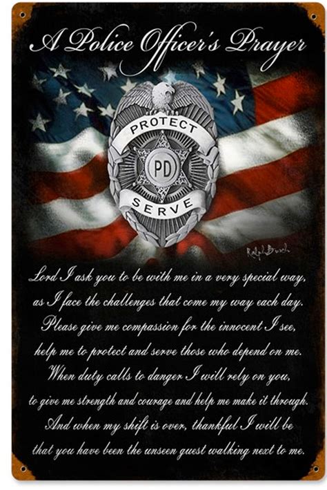 Police Officers Prayer Metal Sign Pin Ups For Vets Store