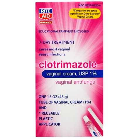 Rite Aid Brand Clotrimazole Vaginal Antifungal Cream For Yeast Infections 7 Day Treatment