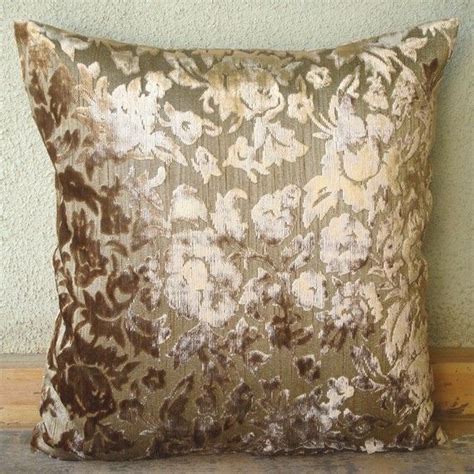 Gold Leaf Throw Pillow Covers 16x16 Inches Velvet Burnout Etsy