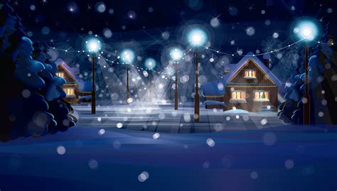 New Year Merry Christmas Town City Houses Lights Light Merry