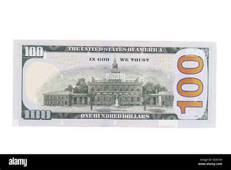 Back Of New One Hundred Dollar Bill Stock Photo 122163780 Alamy