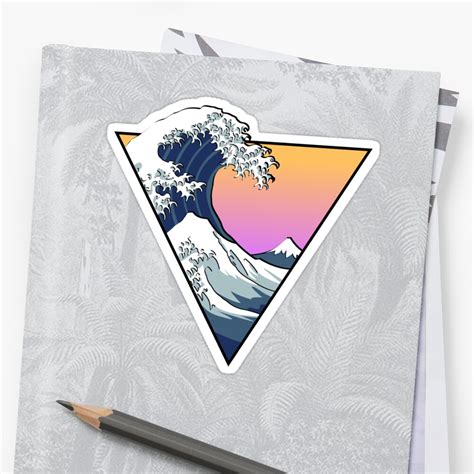 Trendy aesthetic laptop and hydro flask stickers on redbubble. "Great Wave Aesthetic" Sticker by Zayter | Redbubble