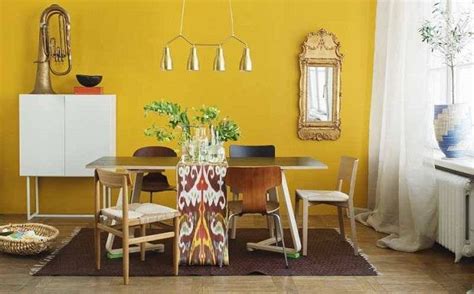 Mustard Yellow Accent Wall Dining Room Pinterest