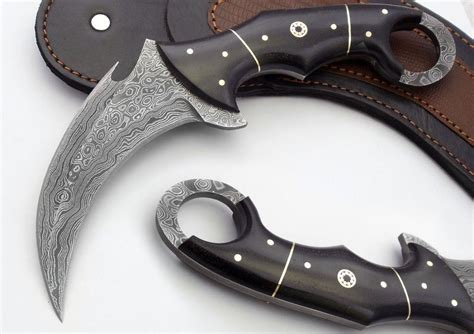Damascus Handmade Karambit Knife With Leather Seath Knife Making Karambit Knife Knife