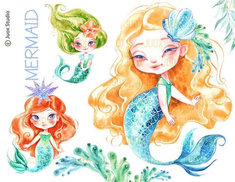 Mermaids Clipart Fairy Tale Princess Watercolor Clipart Etsy