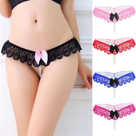 Buy Women Sexy Underwear G String Lace Panties Underpants Thongs With Pearls At Affordable