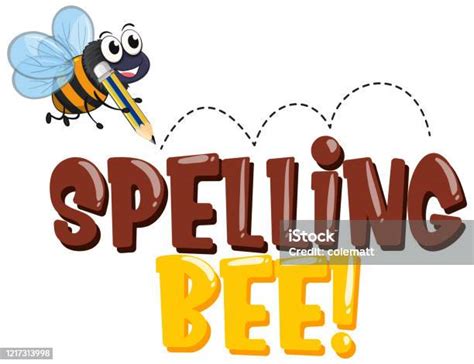 Font Design For Word Spelling Bee With Bee Writing Stock Illustration