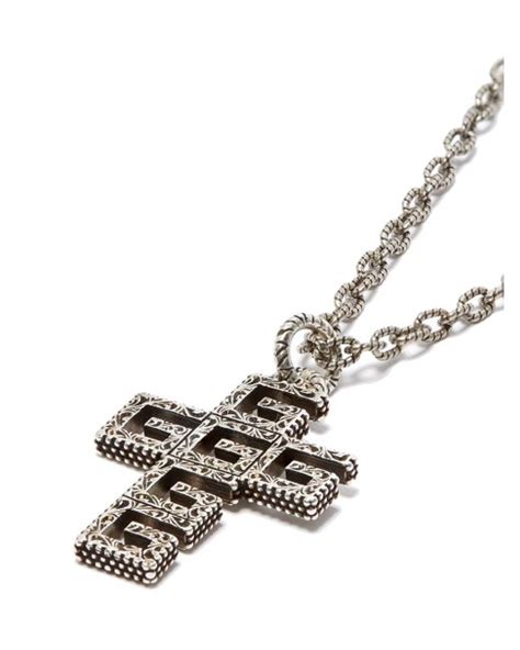 Gucci G Cross Sterling Silver Necklace In Metallic For Men Save 5 Lyst