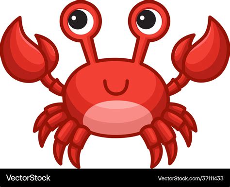 Cute Cartoon Crab Isolated On White Background Vector Image