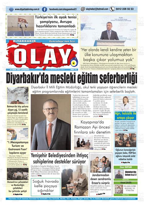 23 Mart 2022 tarihli Diyarbakir Olay Gazete Manşetleri