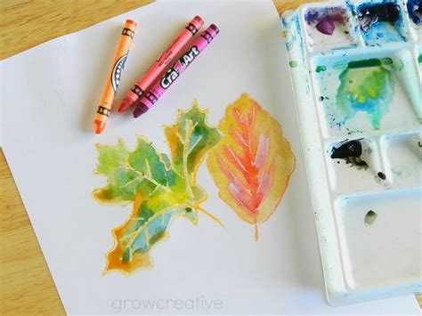 Grow Creative Fall Art Tutorial Crayon And Watercolor Leaves Crayon