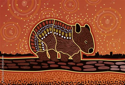 Animal Aboriginal Art Wombat Stock Vector Adobe Stock