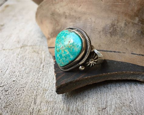 Simple Turquoise Ring For Women Size By Navajo Richard Jim Native