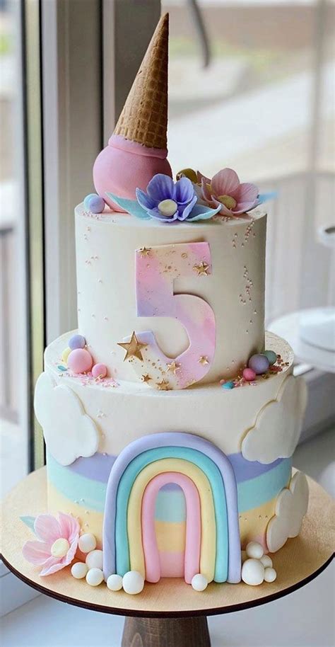 57 Beautiful Cake Inspiration 5th Birthday Cake In Pastel Tiered