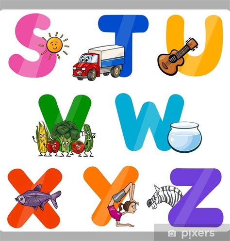Sticker Education Cartoon Alphabet Letters For Kids Pixersuk