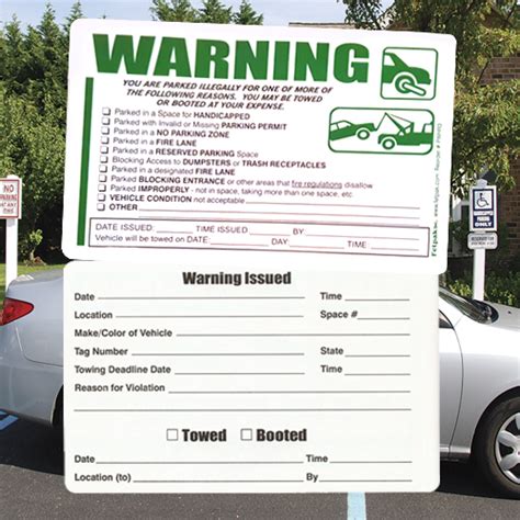 Parking Violation Stickers Removable Warning With Check Boxes 8 X 5