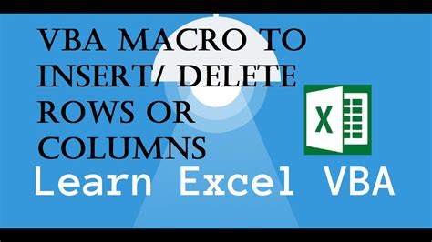 31 VBA Macro To Insert Delete Rows Or Columns YouTube