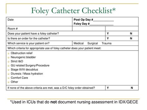 Foley Catheter Nursing Skill Template