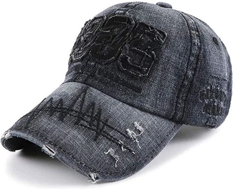 Chennuo Mens Denim Baseball Caps Washed Cotton Distressed Cap Casual
