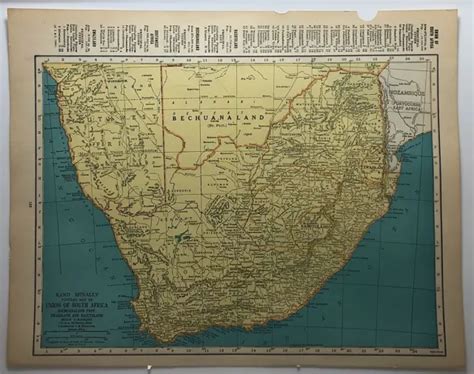 1944 Antique South Africa Authentic Old Atlas Map Rand Mcnally World
