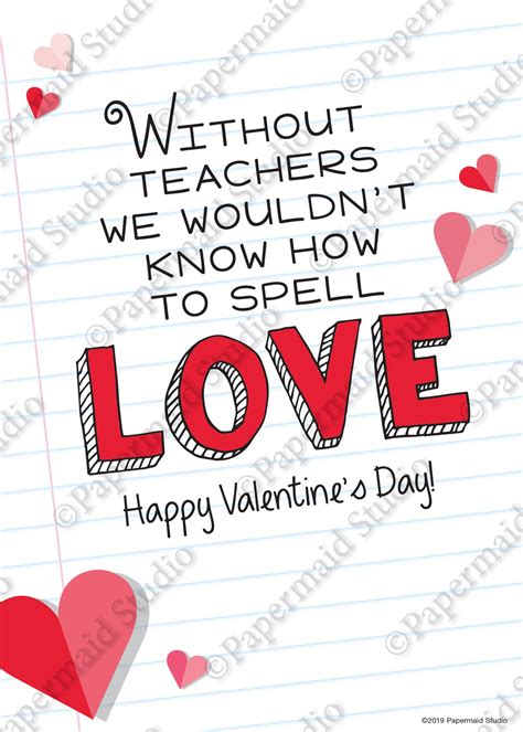 Valentines Day Cards For Students From Teacher Free Printable
