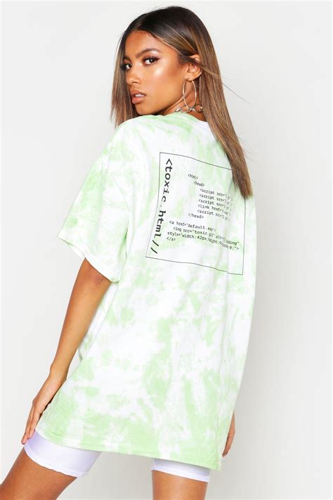 Womens Tie Dye Graphic Oversized T Shirt Green M Diy Tie Dye Shirts