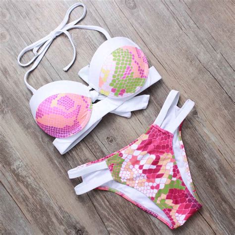 Trangel 2018 Bikini Set Push Up Swimwear Women Hollow Out Printed Swimsuit Brazilian Bikini
