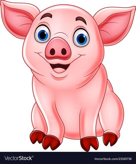 Cute Pig Cartoon Vector Image On Vectorstock Pig Cartoon Cute Pigs