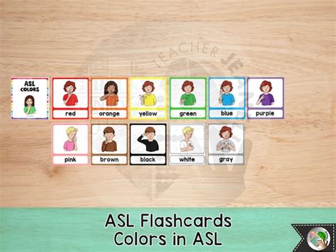 Colors In Asl Flashcards Asl Printable American Sign Etsy